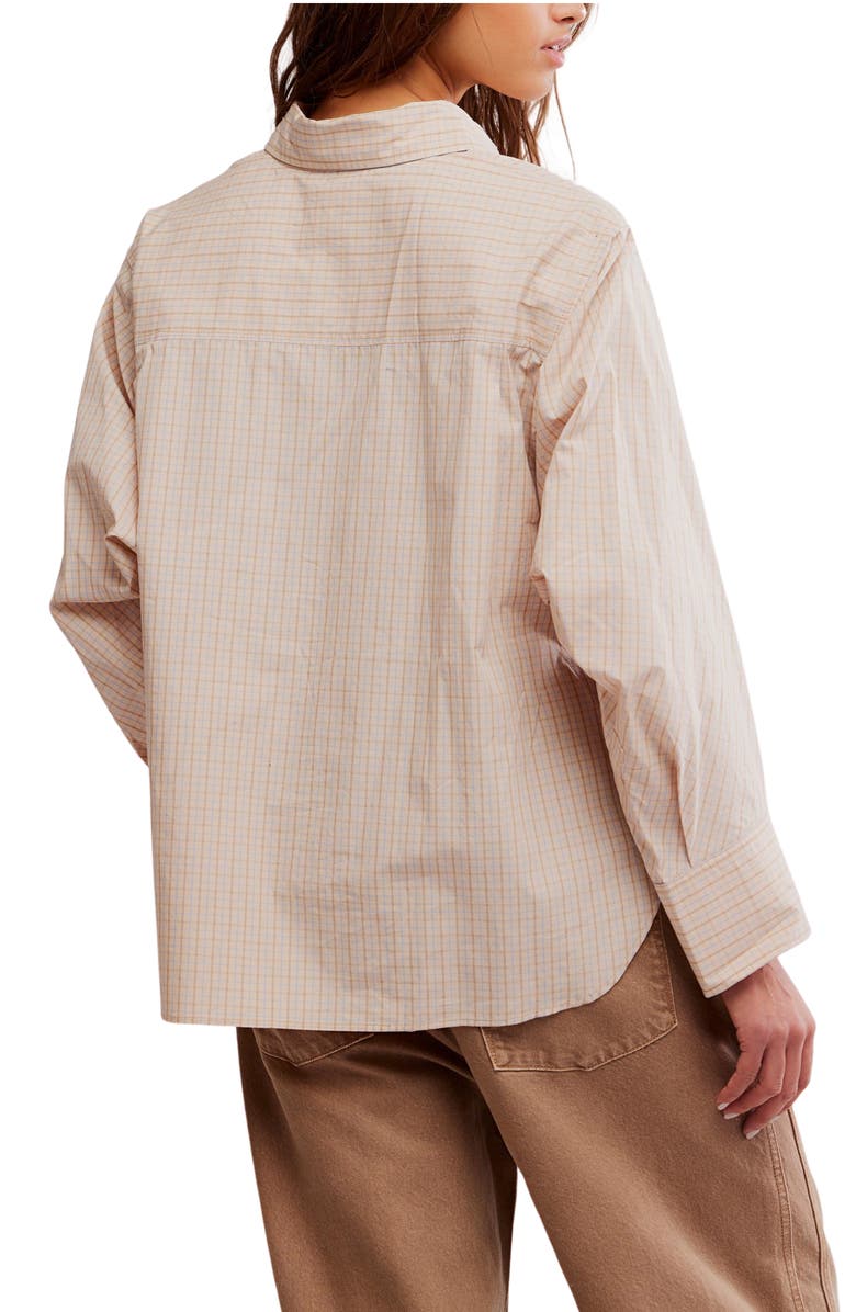 Free People Sabine Tailored Stripe Button-Up Shirt, Alternate, color, Quinn Check Tan Comb