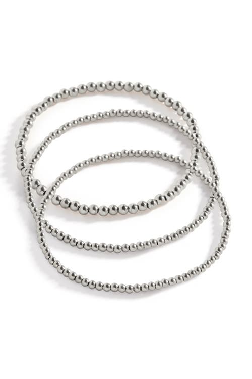 Mint & Lily 433 Beaded Bracelet Stacking Set In Silver
