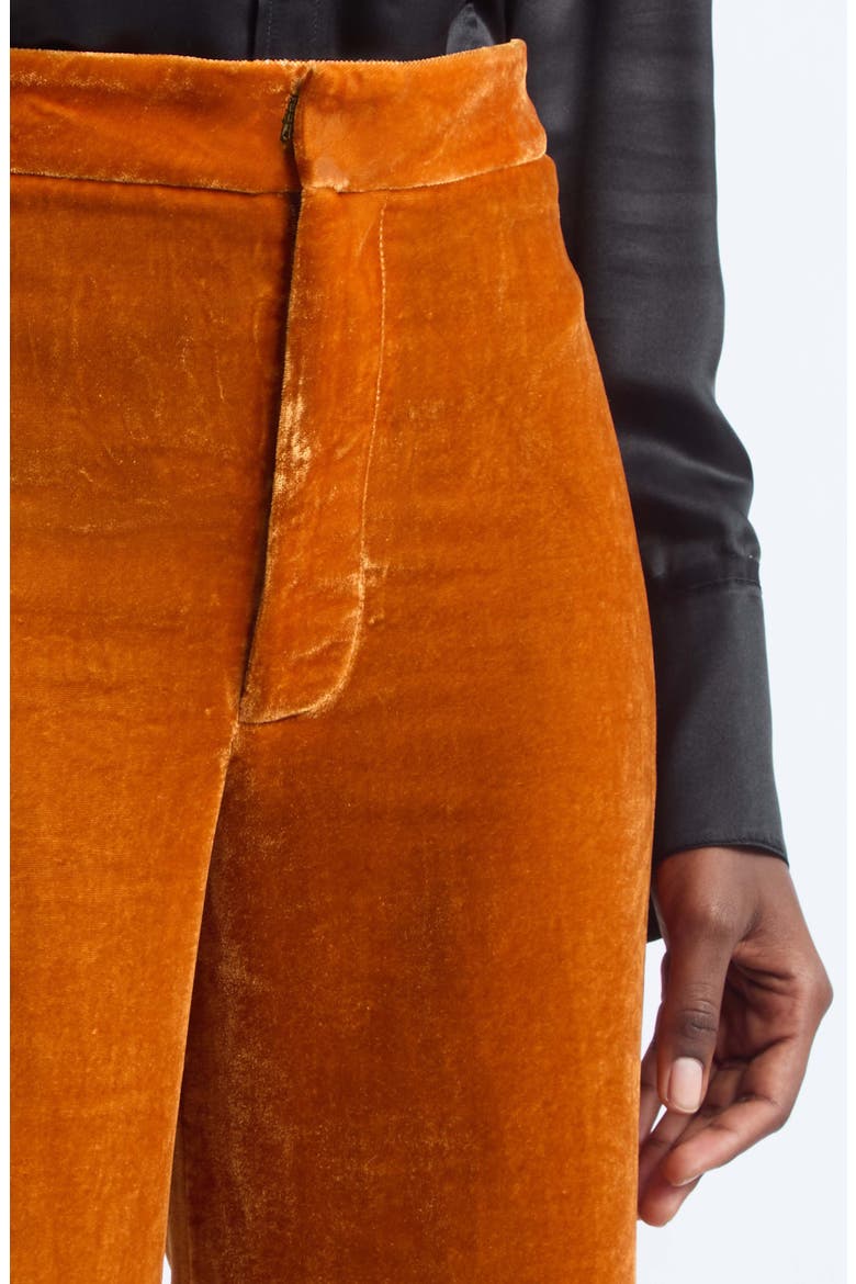 Silvia Silk Blend Velvet Trousers, Alternate, color, BURNT ORANGE