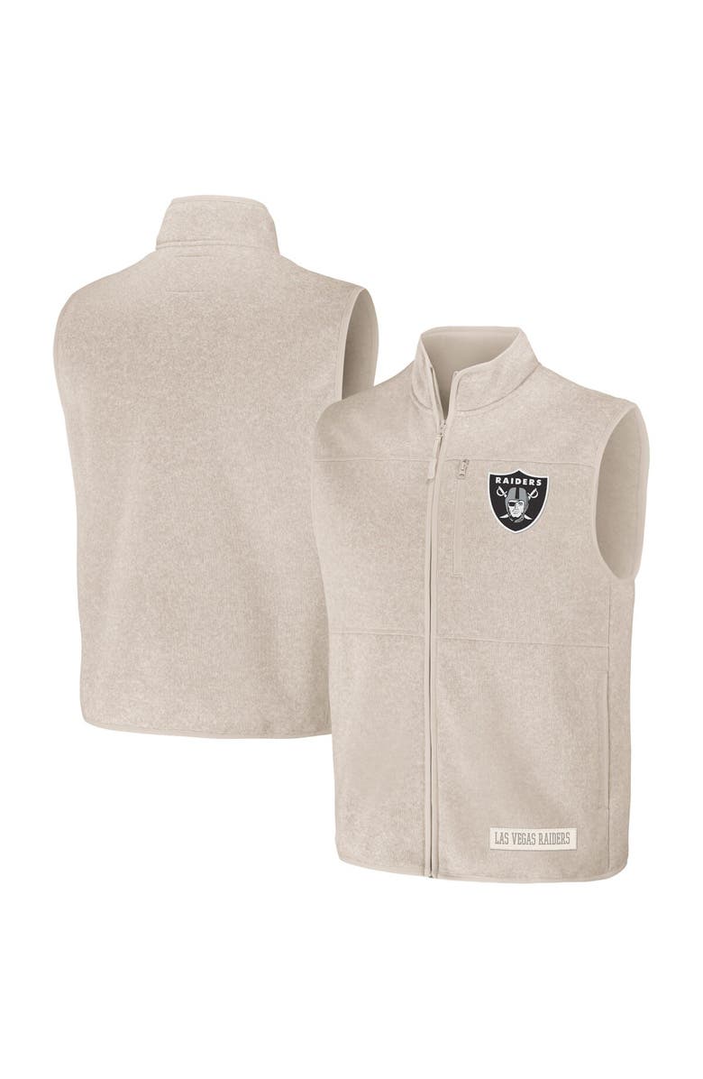 NFL X DARIUS RUCKER Men's NFL x Darius Rucker Collection by Fanatics Oatmeal Las Vegas Raiders Full-Zip Sweater Vest, Main, color, Oatmeal