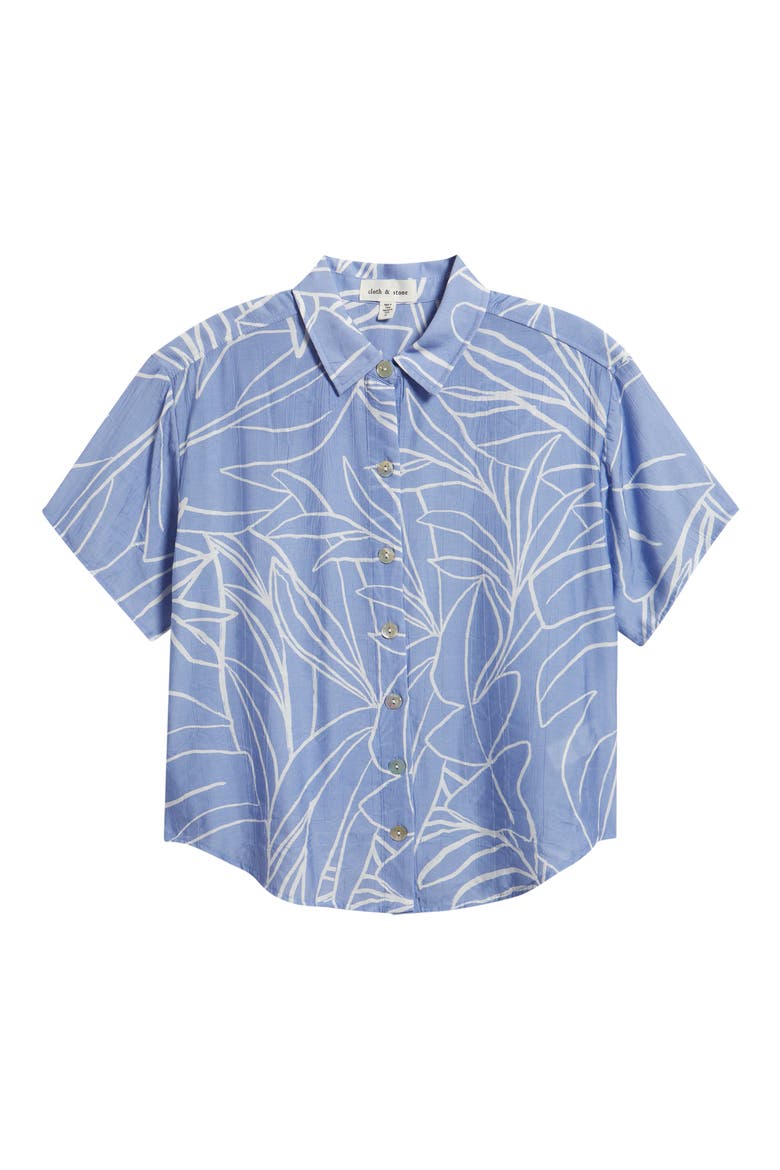 Abstract Print Button-Up Top, Alternate, color, COASTAL BLOOM