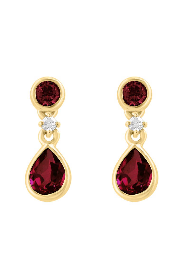 Goldtone Plated Sterling Silver Drop Earrings, Alternate, color, RED
