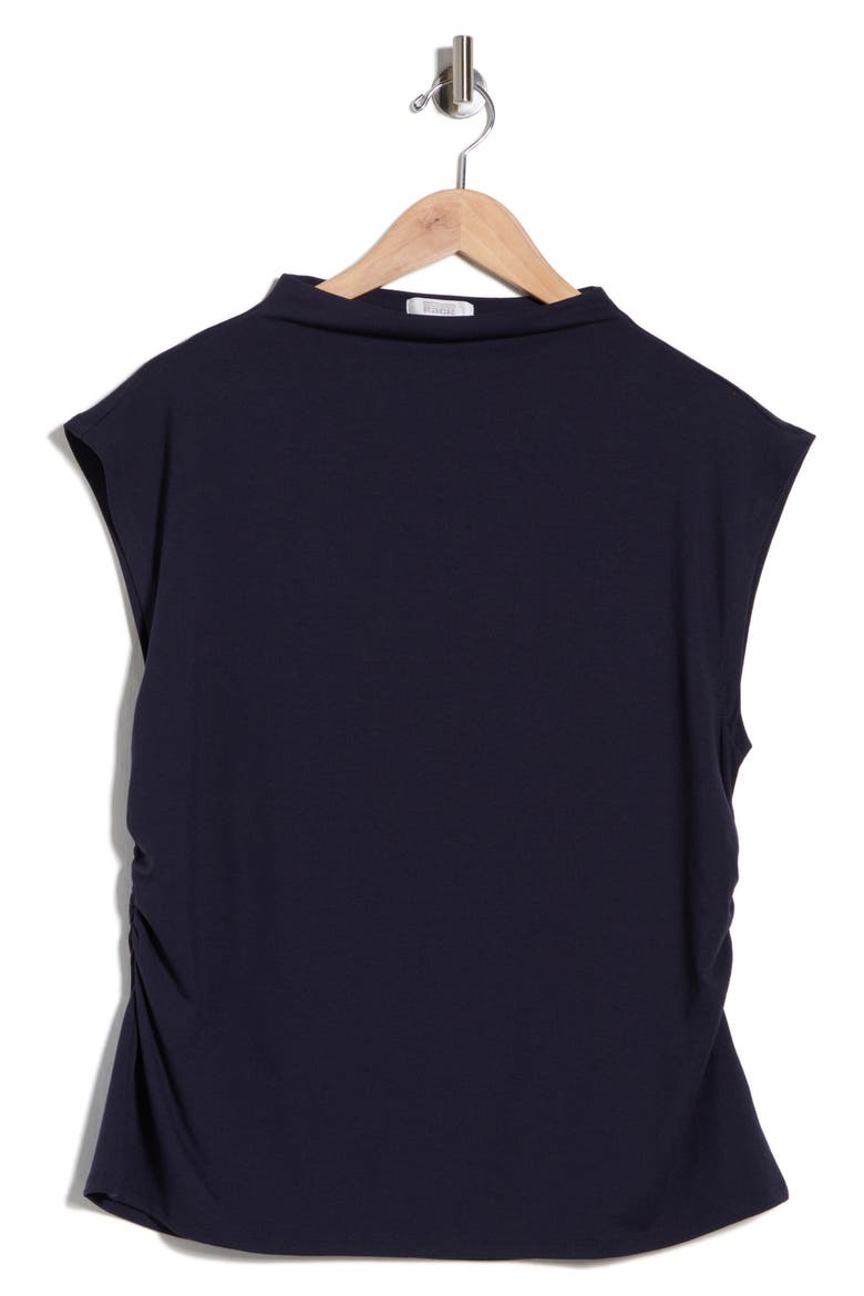 Ruched Mock Neck Top, Alternate, color, NAVY NIGHT