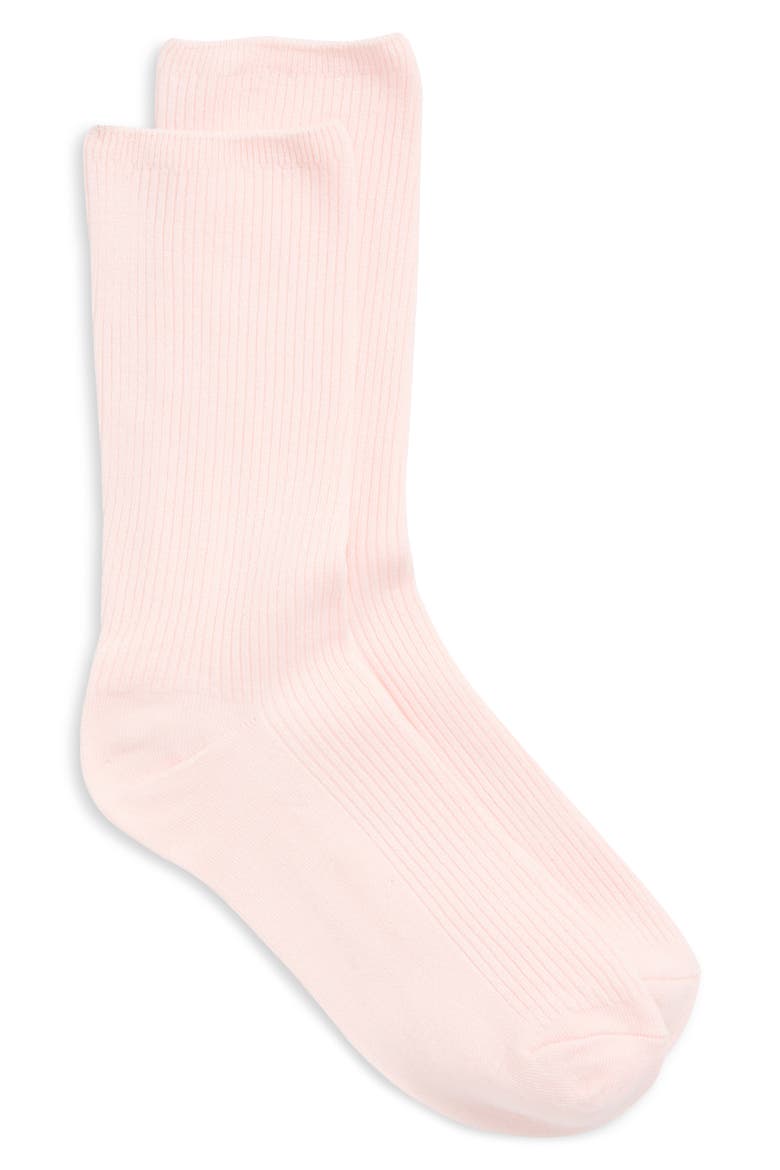 Rib Crew Socks, Alternate, color, PINK ROSEWATER
