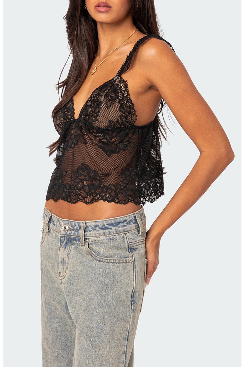 Jasmine Sheer Lace Camisole, Alternate, color, BLACK