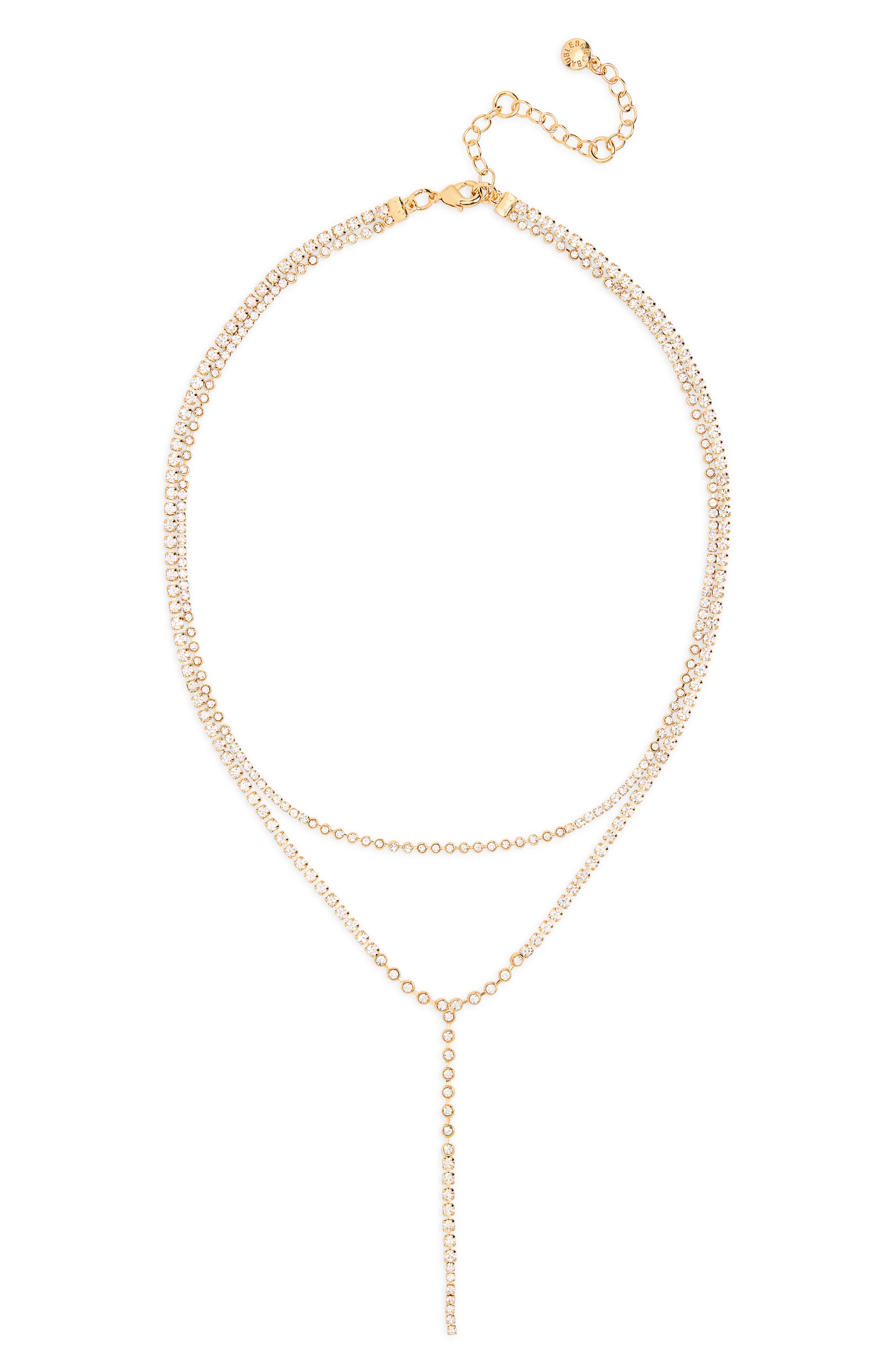 BaubleBar Crystal Layered Y-Necklace