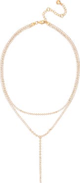 BaubleBar Crystal Layered Y-Necklace