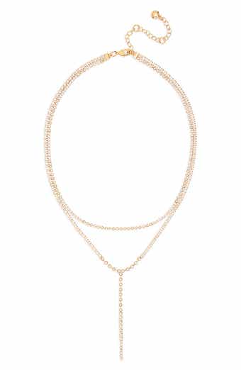 BaubleBar Crystal Layered Y-Necklace