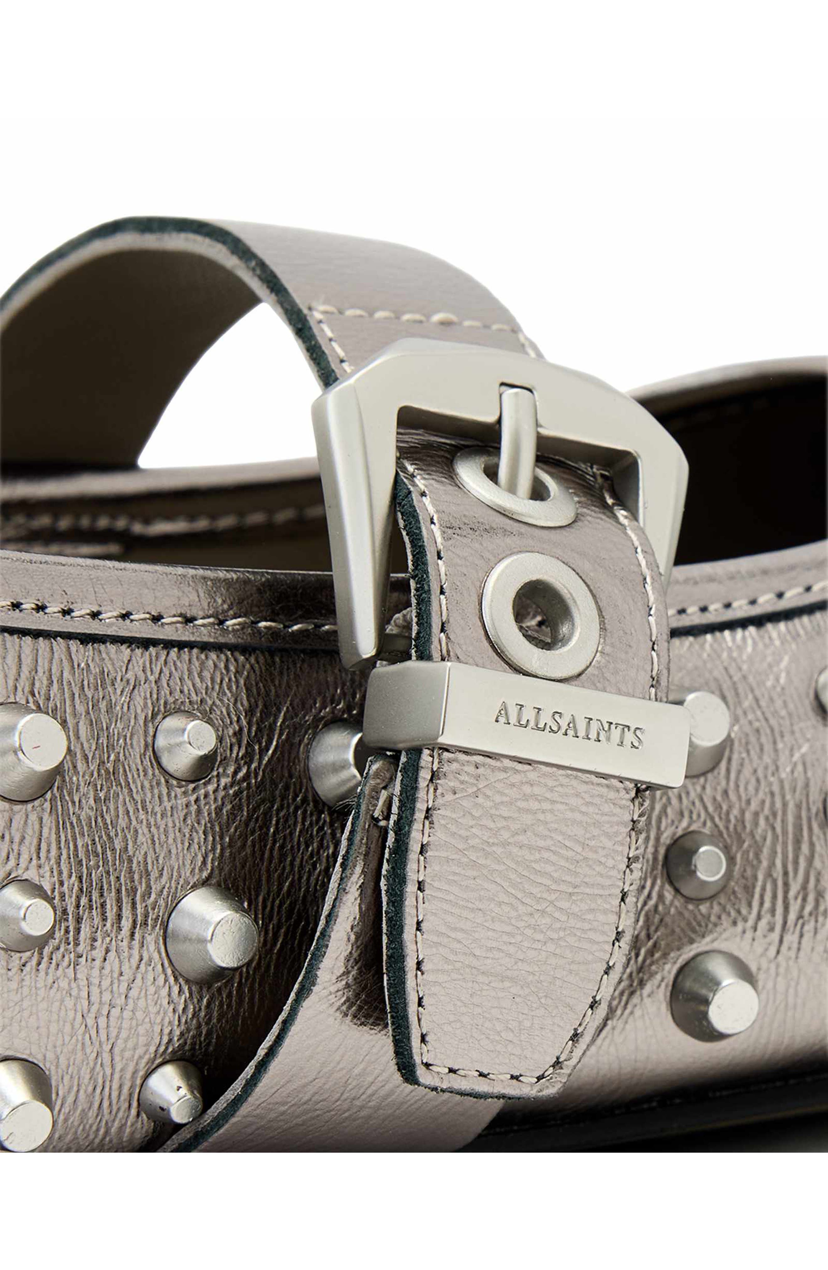 AllSaints Holly Studded Ballet Flat, Alternate, color, Gunmetal Grey
