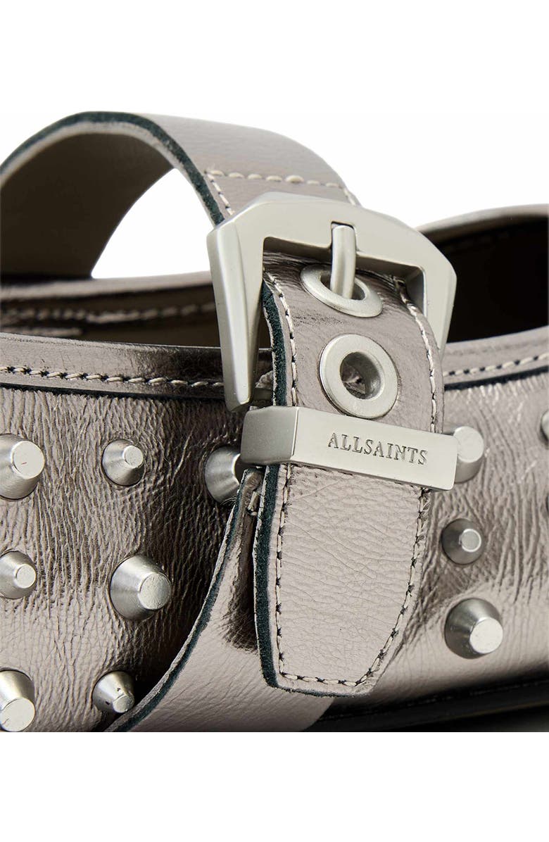 AllSaints Holly Studded Ballet Flat, Alternate, color, Gunmetal Grey
