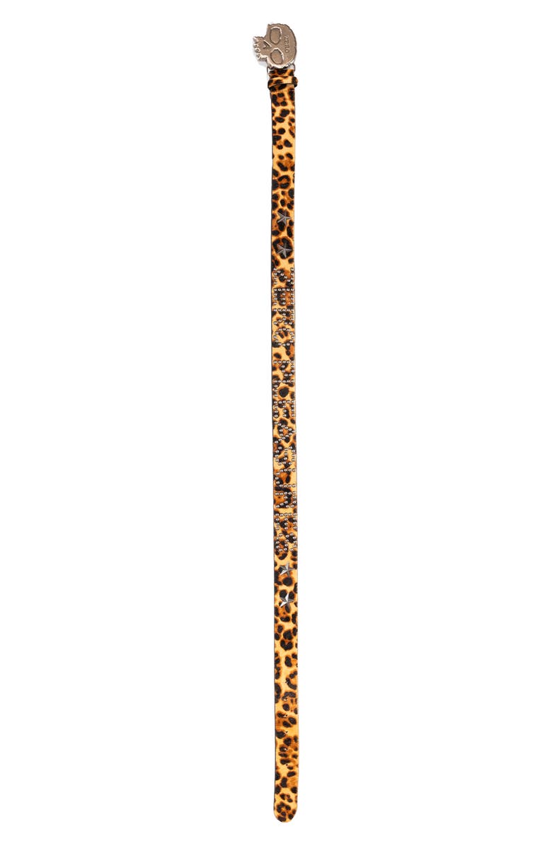 PLEASURES Leopard Print Stud Genuine Calf Hair Belt, Main, color, Leopard