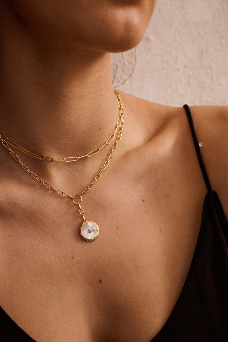 Halcyon Shield Drop Necklace, Alternate, color, Yellow Gold
