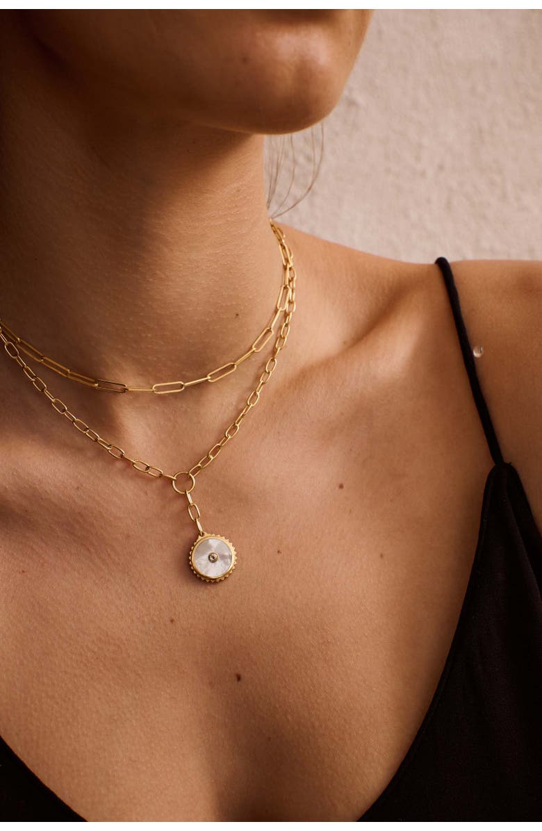 Murkani Halcyon Shield Drop Necklace, Alternate, color, Yellow Gold