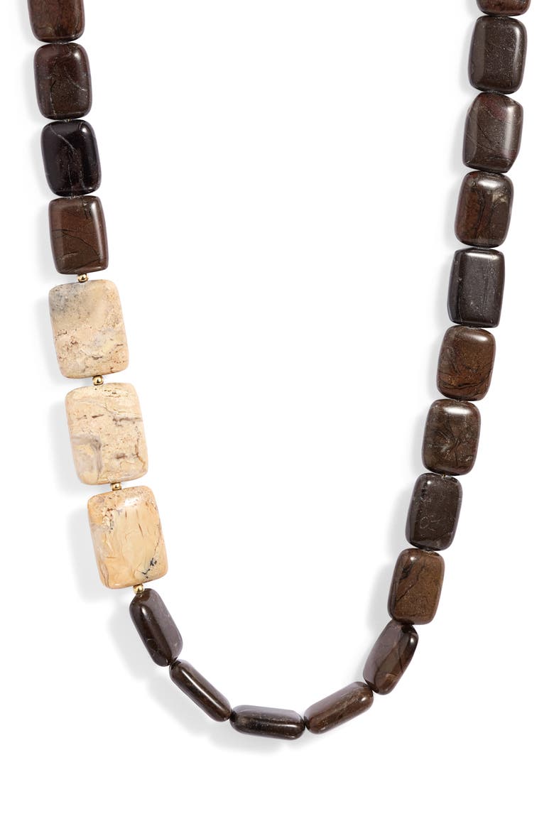 Braze Gemstone Collar Necklace, Main, color, BONZITE