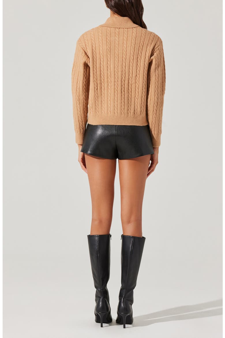 Jewel Button Cable Polo Sweater, Alternate, color, BISCOFF