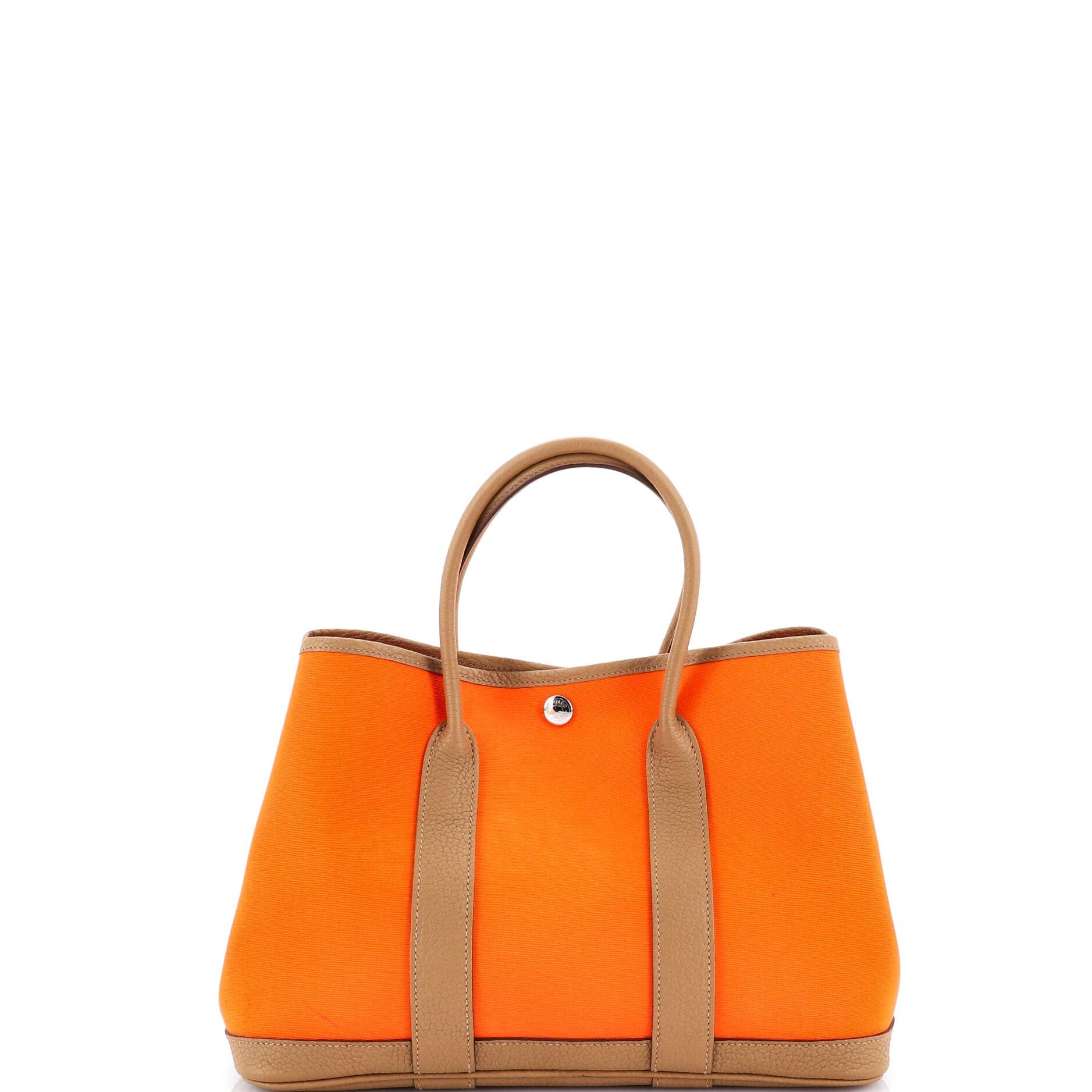 Pre-Owned Hermes Garden Party Tote Toile and Leather 30, Alternate, color, Orange Minium