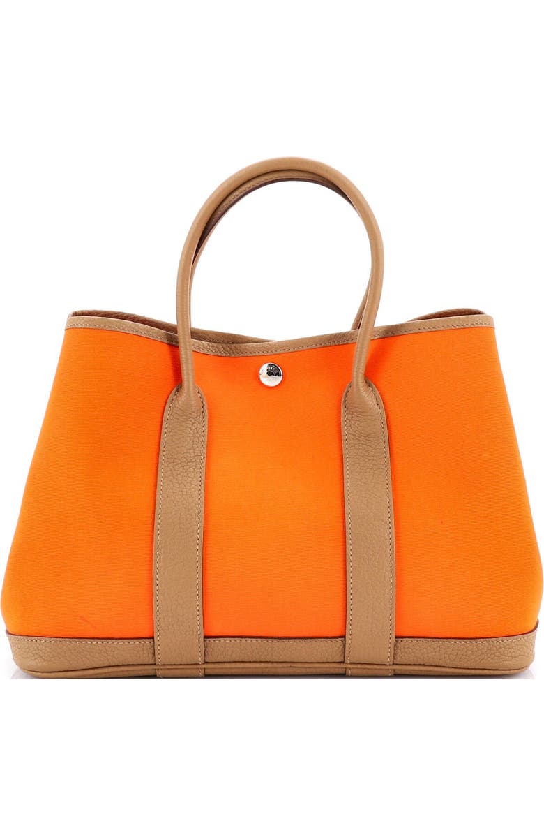 Pre-Owned Hermes Garden Party Tote Toile and Leather 30, Alternate, color, Orange Minium