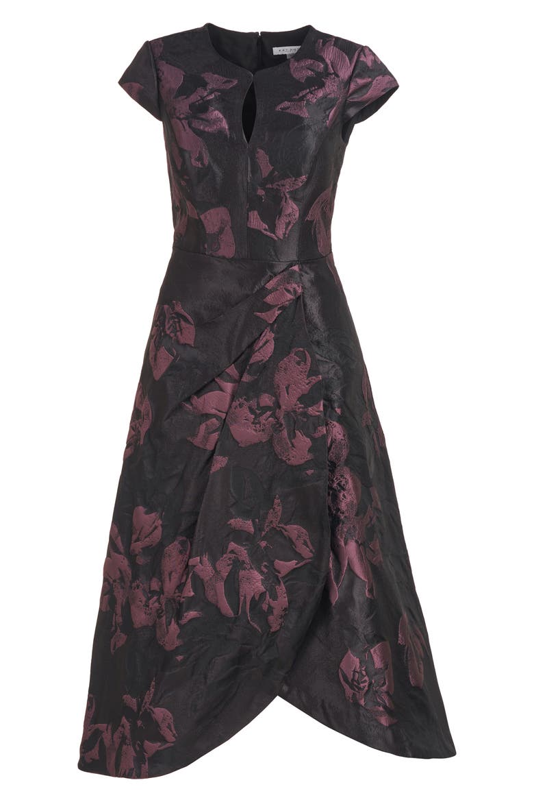 Massima Metallic Floral Jacquard Midi Cocktail Dress, Alternate, color, MINK ROSE