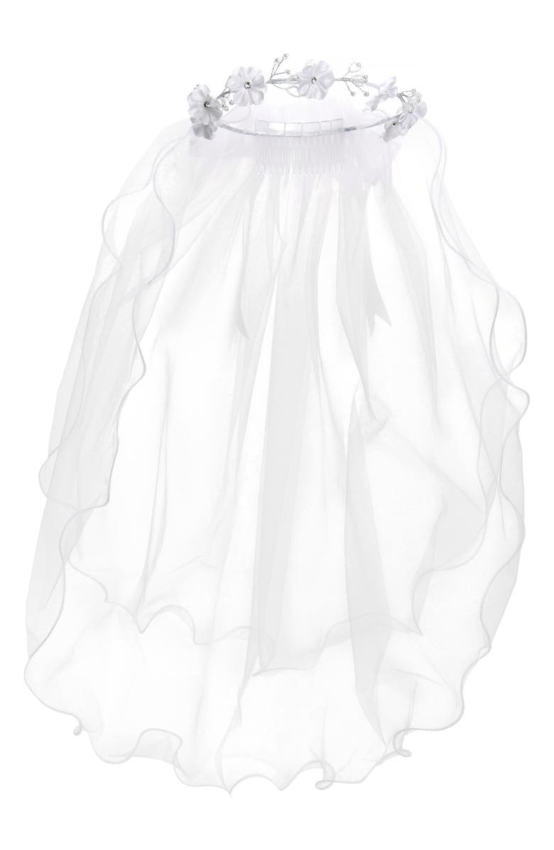 Us Angels First Communion Embellished Comb & Veil, Main, color, 