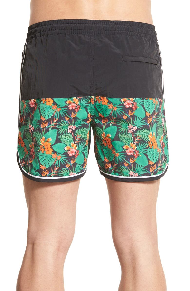 1901 'Fidalgo' Colorblock Scalloped Swim Trunks, Alternate, color, 