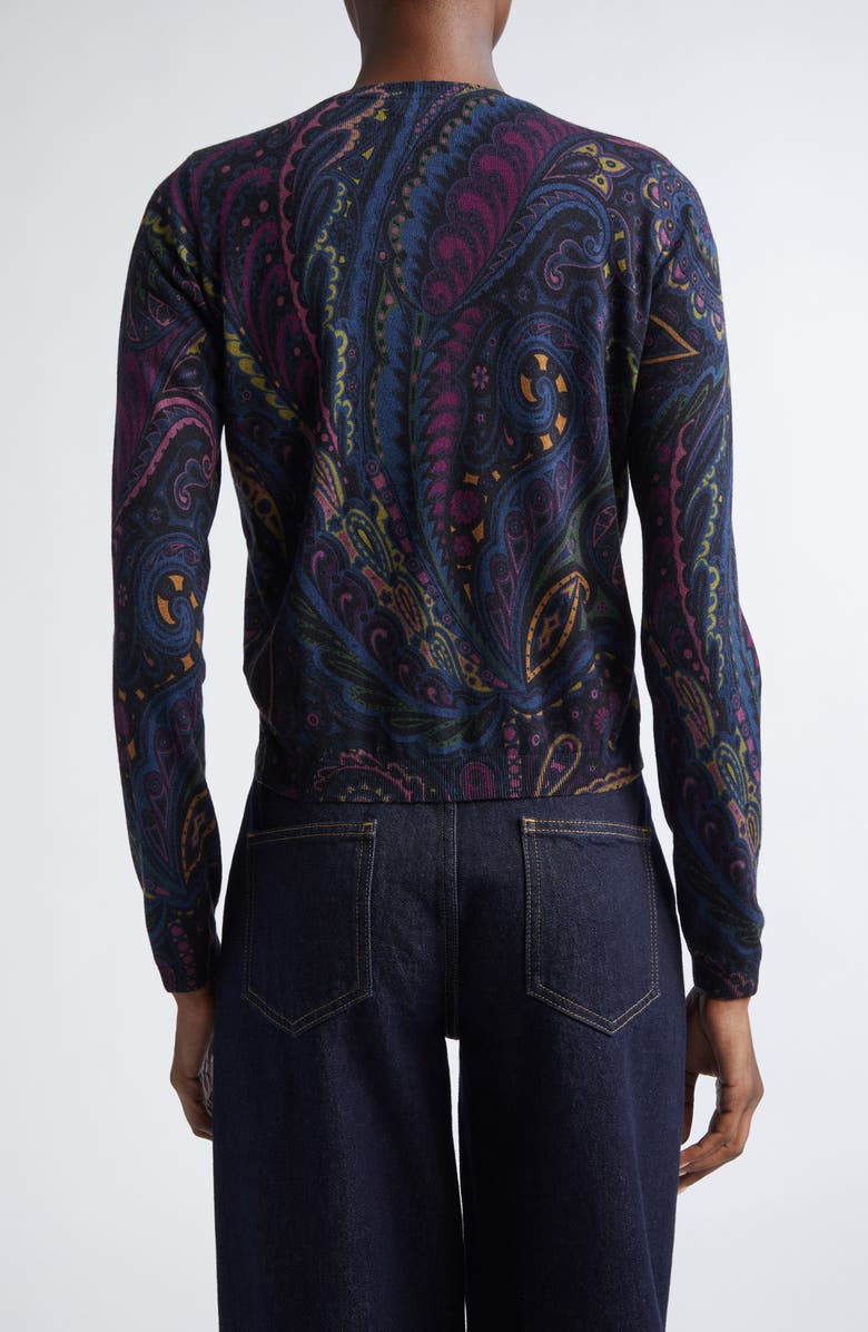 Etro Paisley Silk & Cashmere Cardigan, Alternate, color, Print On Blue Base