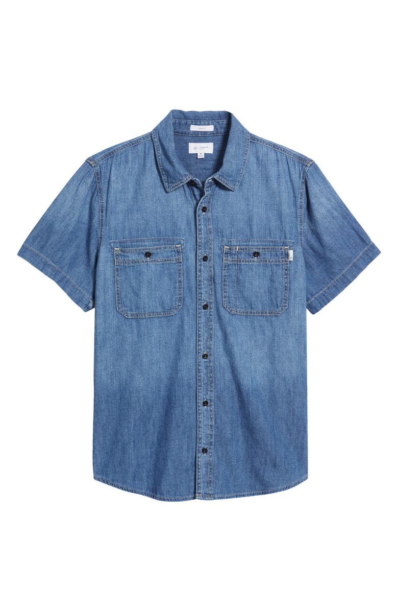AG Aiden Classic Short Sleeve Denim Button-Down Shirt, Alternate, color, 