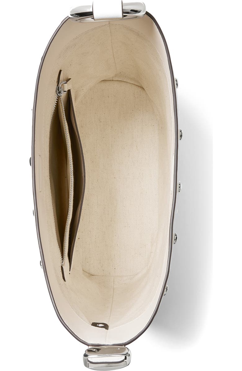 Kate Spade New York halo stud fine grain leather bucket bag, Alternate, color, Cream.