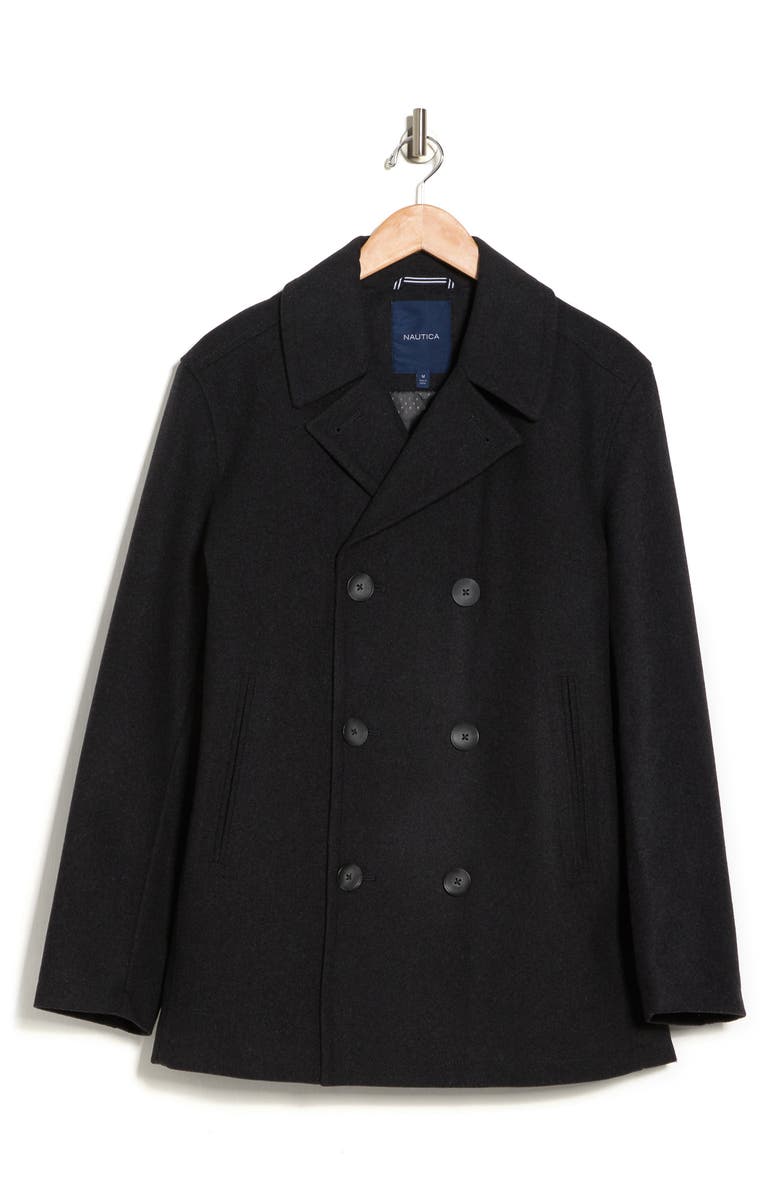 Nautica Wool Blend Peacoat, Alternate, color, Charcoal