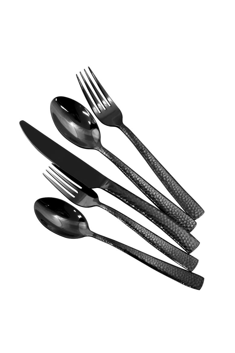 Stonehenge 20 Piece Flatware Set, Alternate, color, Black