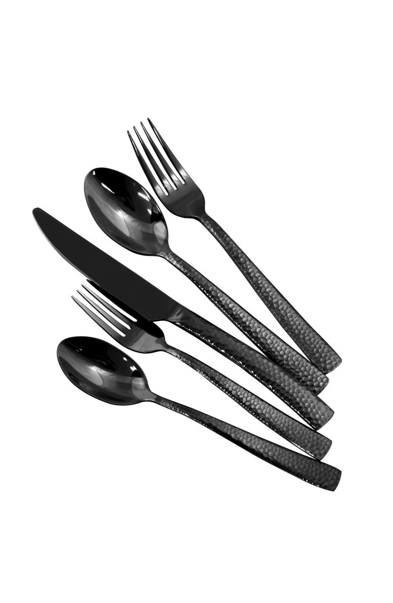 Gibson Elite Stonehenge 20 Piece Flatware Set, Alternate, color, Black