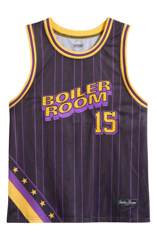 Boiler Room Graphic Mesh Basketball Jersey In Purple