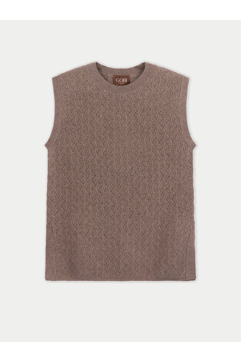 Ajour Knit Crewneck Cashmere Vest, Main, color, taupe