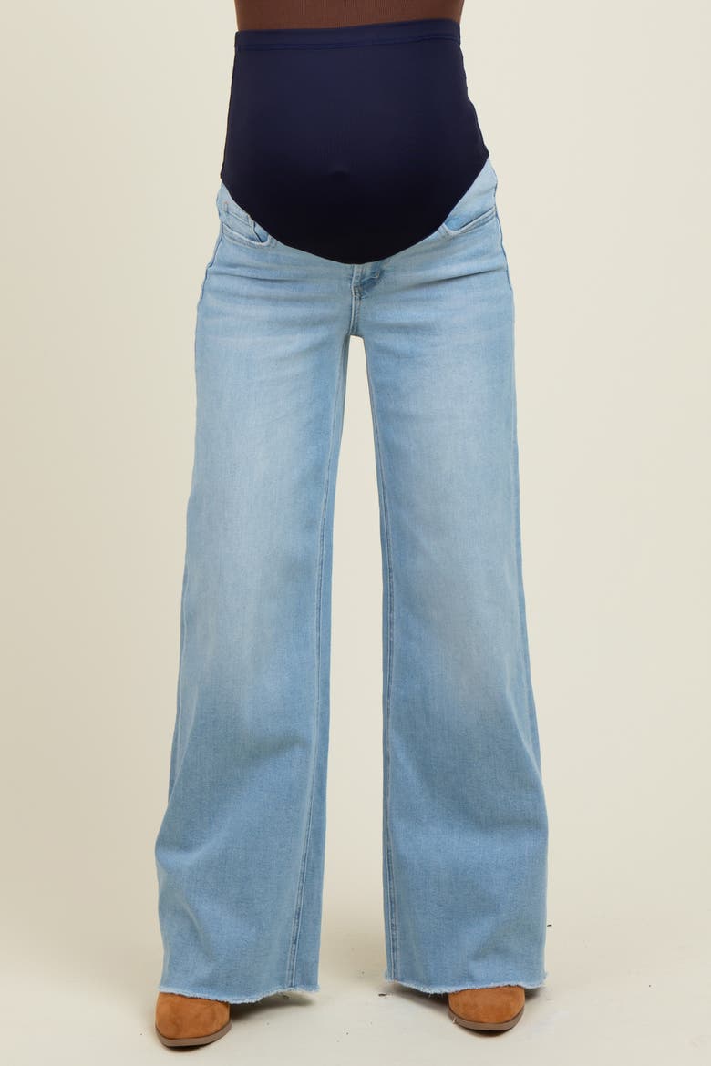 Raw Hem Wide Leg Maternity Jeans, Alternate, color, Light Blue