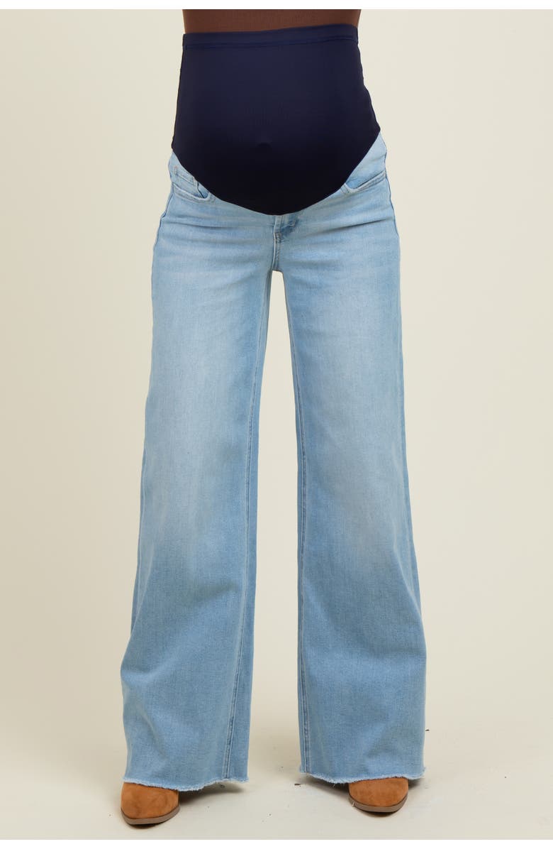 PinkBlush Raw Hem Wide Leg Maternity Jeans, Alternate, color, Light Blue