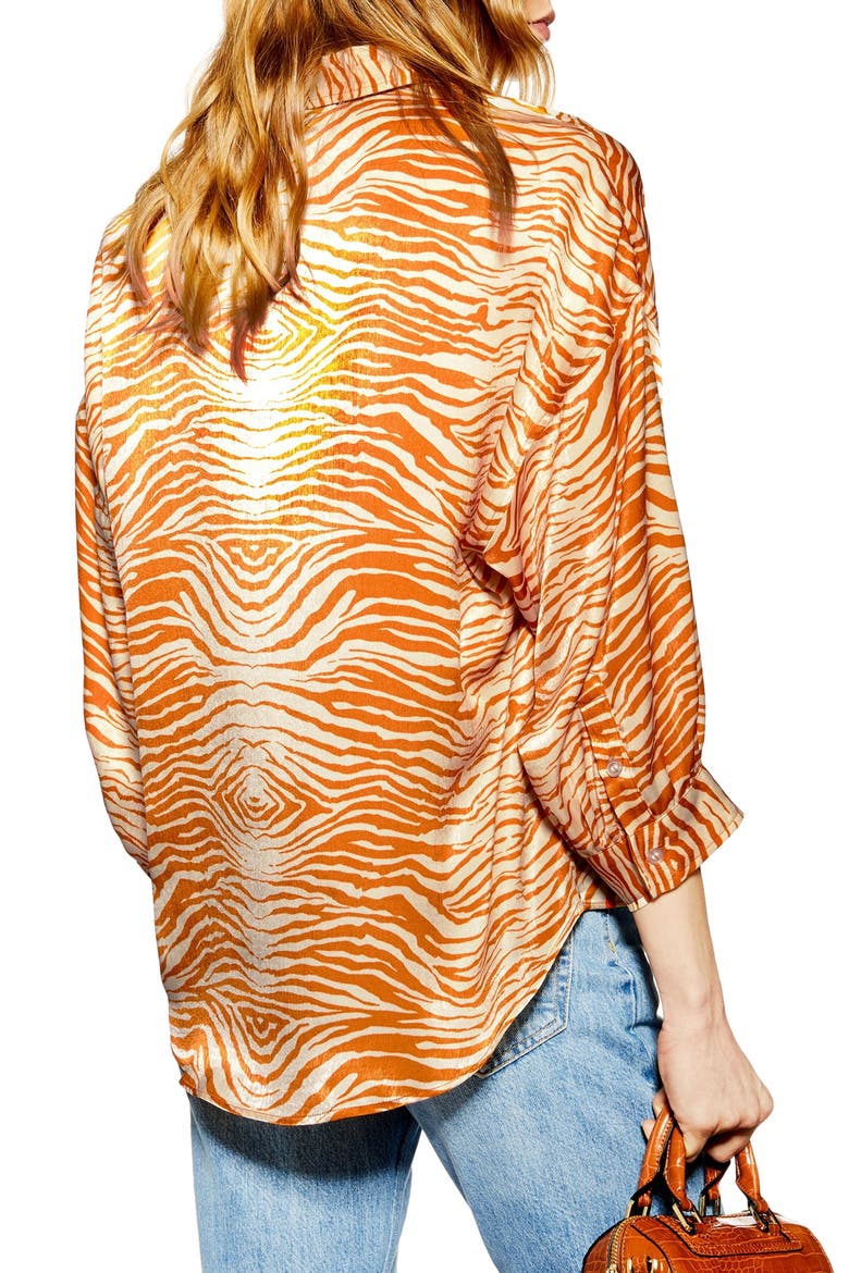 Zebra Print Shirt, Alternate, color, ORANGE MULTI