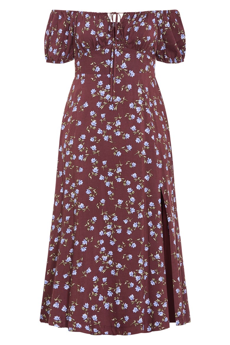 Abbie Floral Print Midi Dress, Alternate, color, COCOA MEADOW