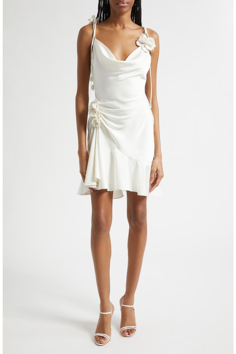 Ganessa Ruched Satin Dress, Main, color, IVORY