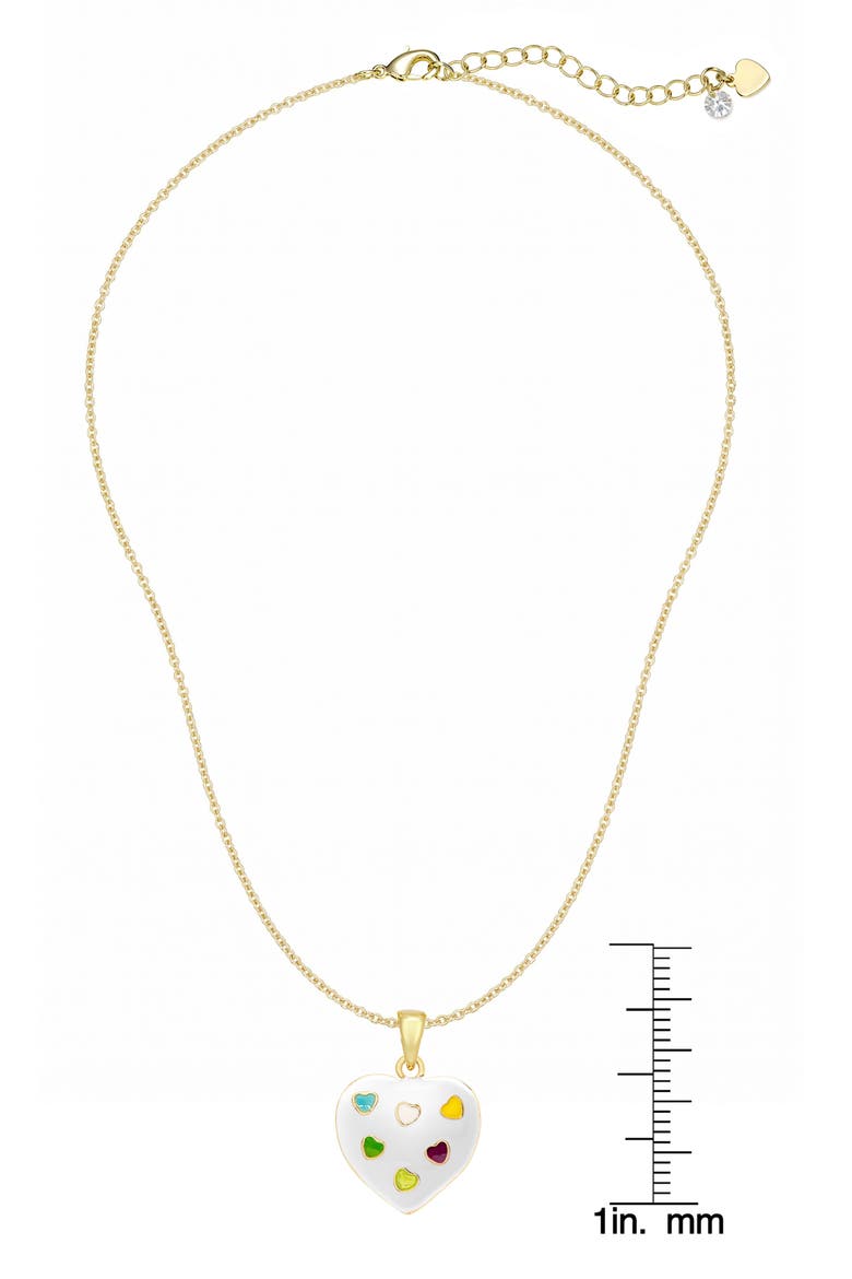 Kids' Puff Heart Enamel Pendant Necklace, Alternate, color, WHITE