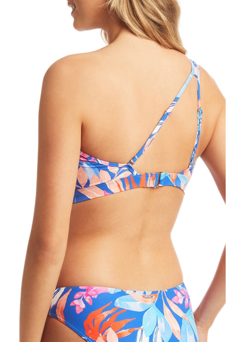 Cabana One-Shoulder Bikini Top, Alternate, color, COBALT