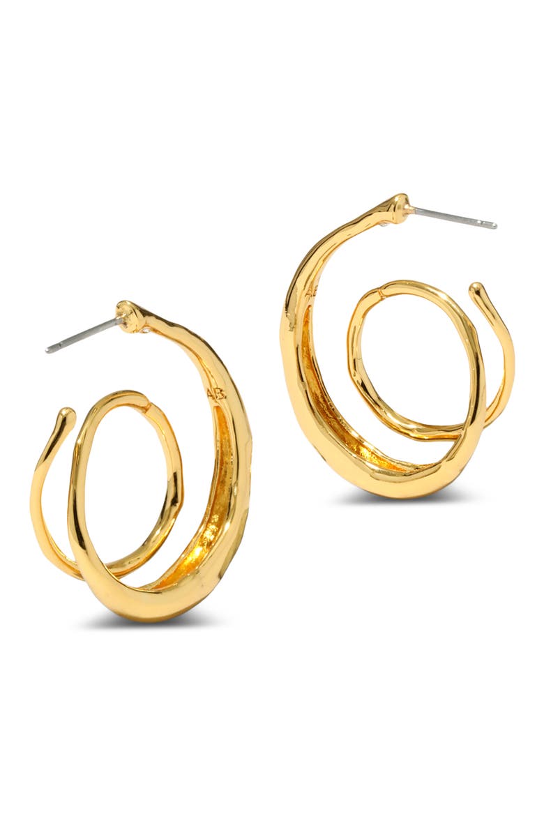 Molten Spiral Hoop Earrings, Alternate, color, GOLD
