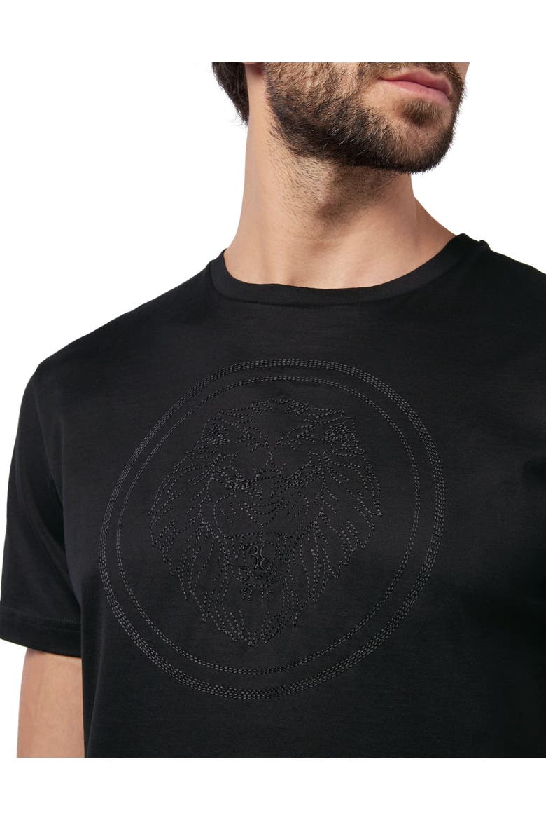 T-Shirt Round Neck Ss Lion Men, Alternate, color, black/black