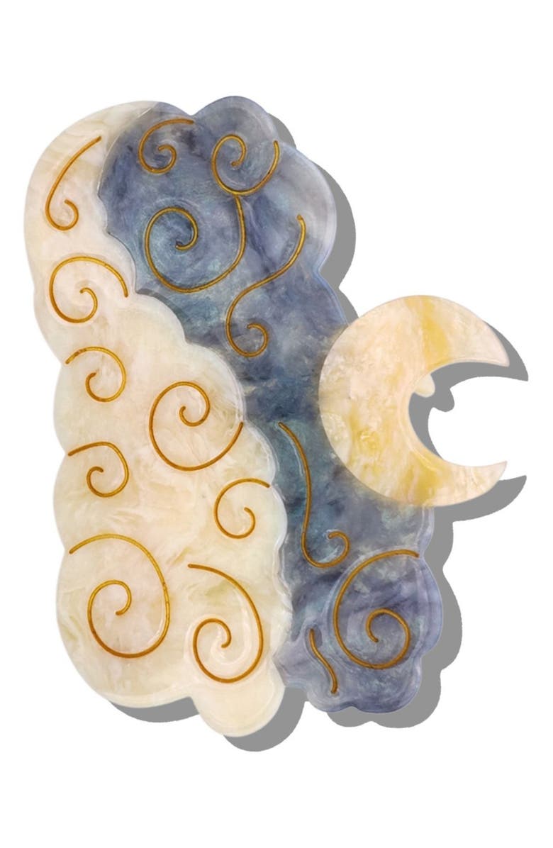 Solar Eclipse Celestial Moon Brush, Jaw Clip & Mirror Set, Alternate, color, Light Pastel Blue