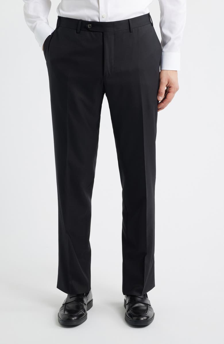 Canali Siena Regular Fit Solid Super 180s Wool Suit, Alternate, color, Black