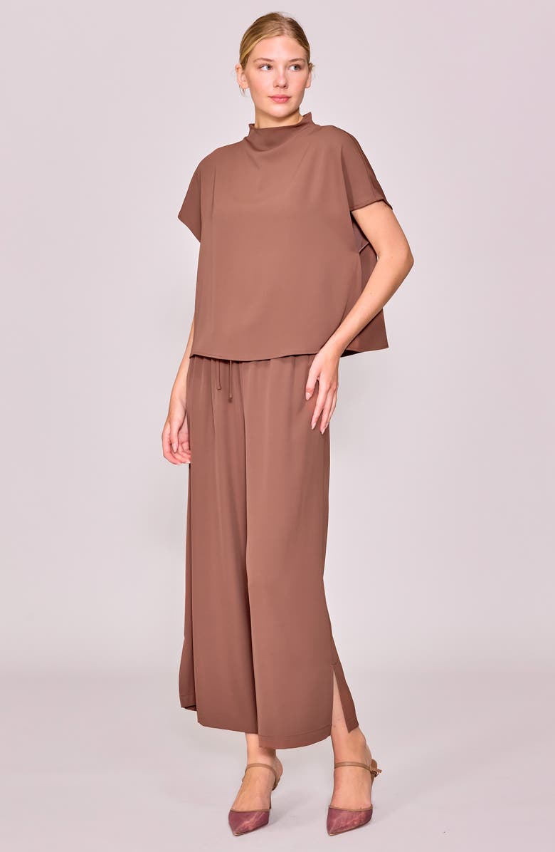 MELLODAY Crepe Top, Alternate, color, Brown
