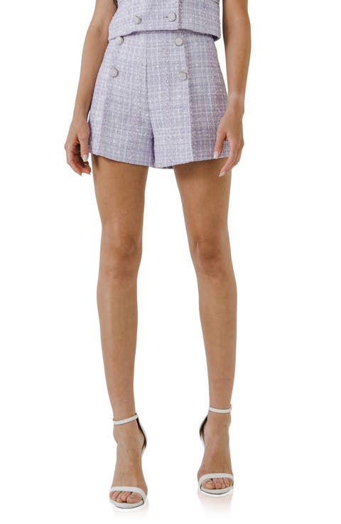 High Waist Tweed Shorts