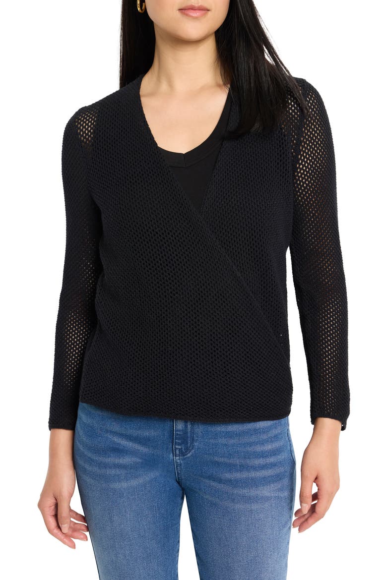 Mesh Cocoon Cardigan, Main, color, BLACK ONYX
