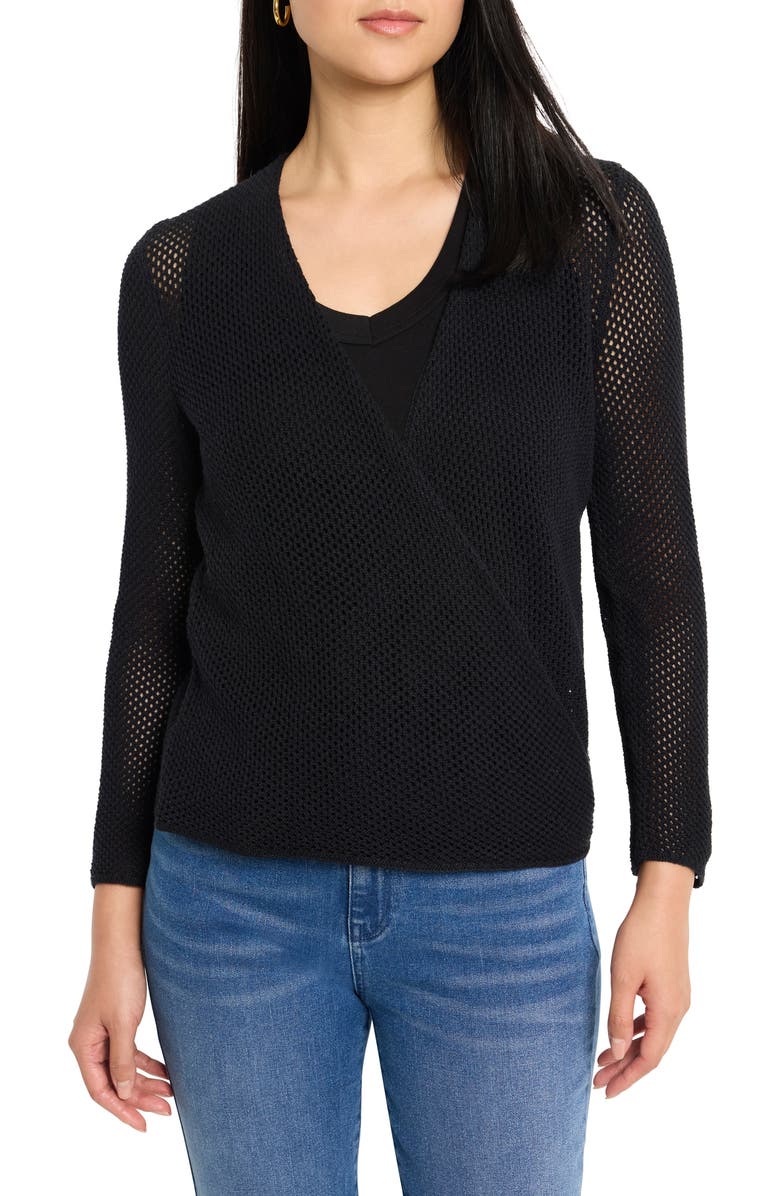 NIC+ZOE Mesh Cocoon Cardigan, Main, color, Black Onyx