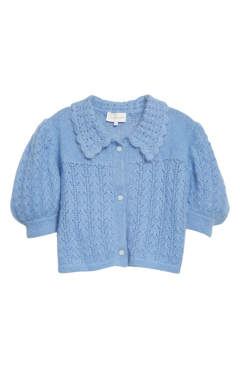 Shushu/Tong Pointelle Puff Sleeve Mohair Blend Cardigan, Alternate, color,