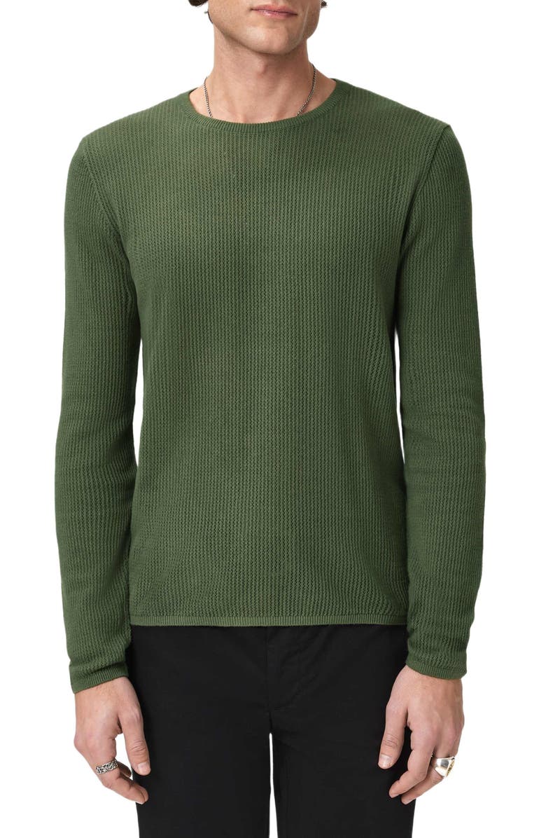 John Varvatos Montclair Mesh Stitch Organic Cotton Blend Sweater, Alternate, color, Light Olive