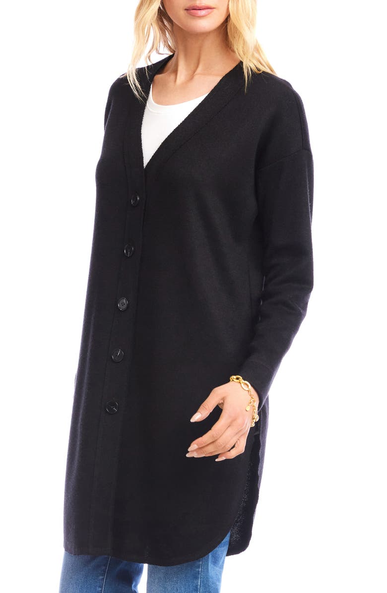 Karen Kane Shirttail Cardigan, Alternate, color, Black